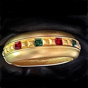 Givenchy Vintage Hinged Matte Gold Tone Cuff Bracelet